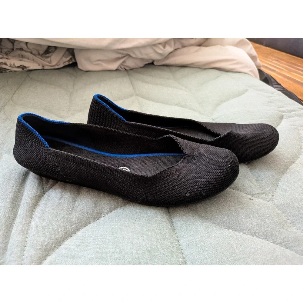Rothy's The Point Ballet Slip-on Flats Shoes Black Womens Size 7.5